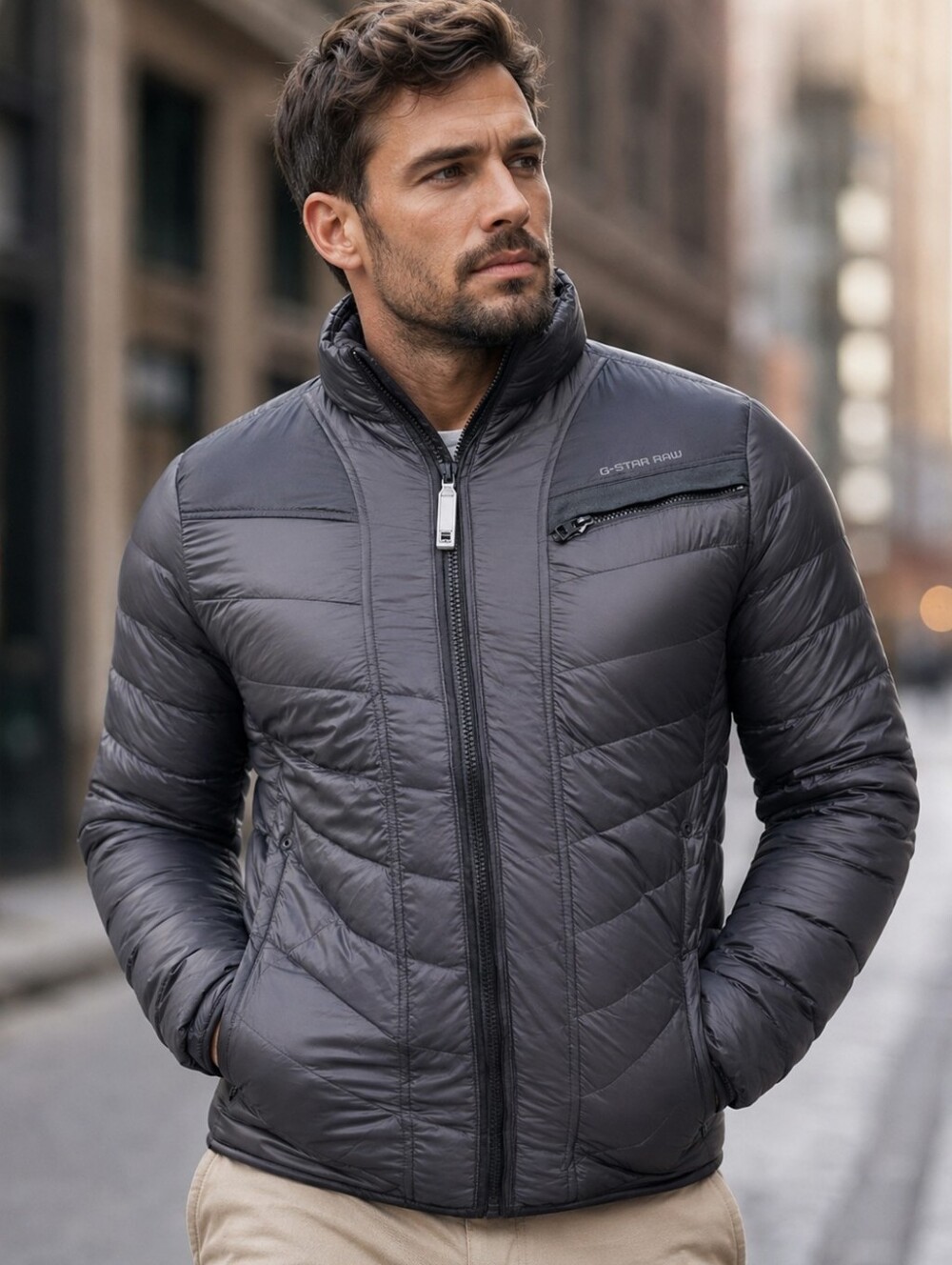 G-Star RAW Men’s Black Lightweight Down Puffer Jacket Size L